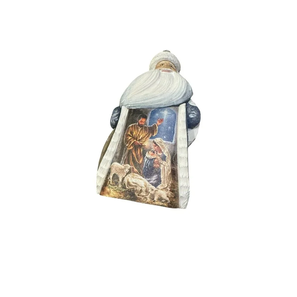 Glory to God Santa Hand-Painted WOODCARVED Figurine by D. Gelsinger Nativity Hol